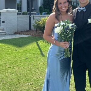 Blue Satin prom dress